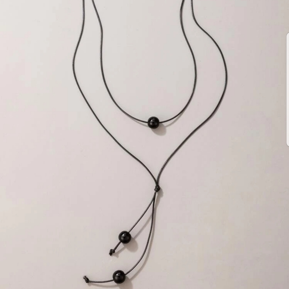 *Lanie* Black Bead Necklace - Picture 5 of 5